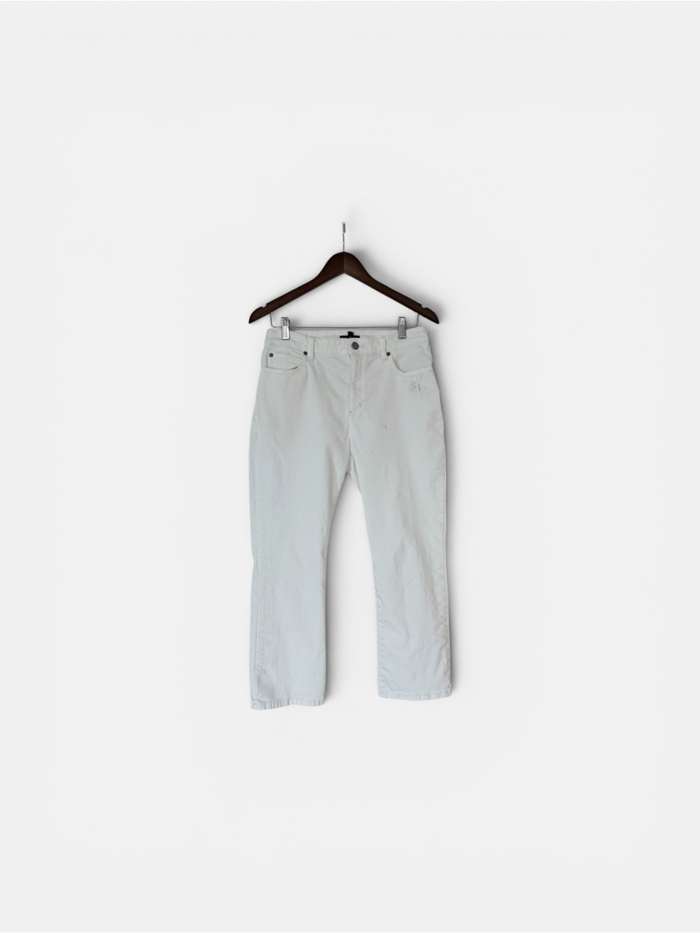 Eileen Fisher Womens White Organic Cotton Straight Leg Stretch Pants Size 10
